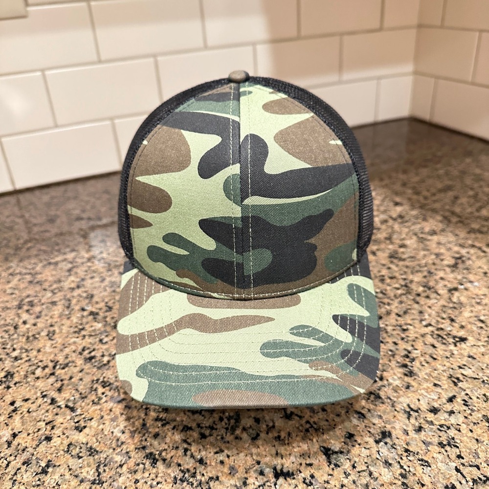 Outdoor Cap Woodland Camo Trucker Hat Snapback Black Mesh Adjustable
